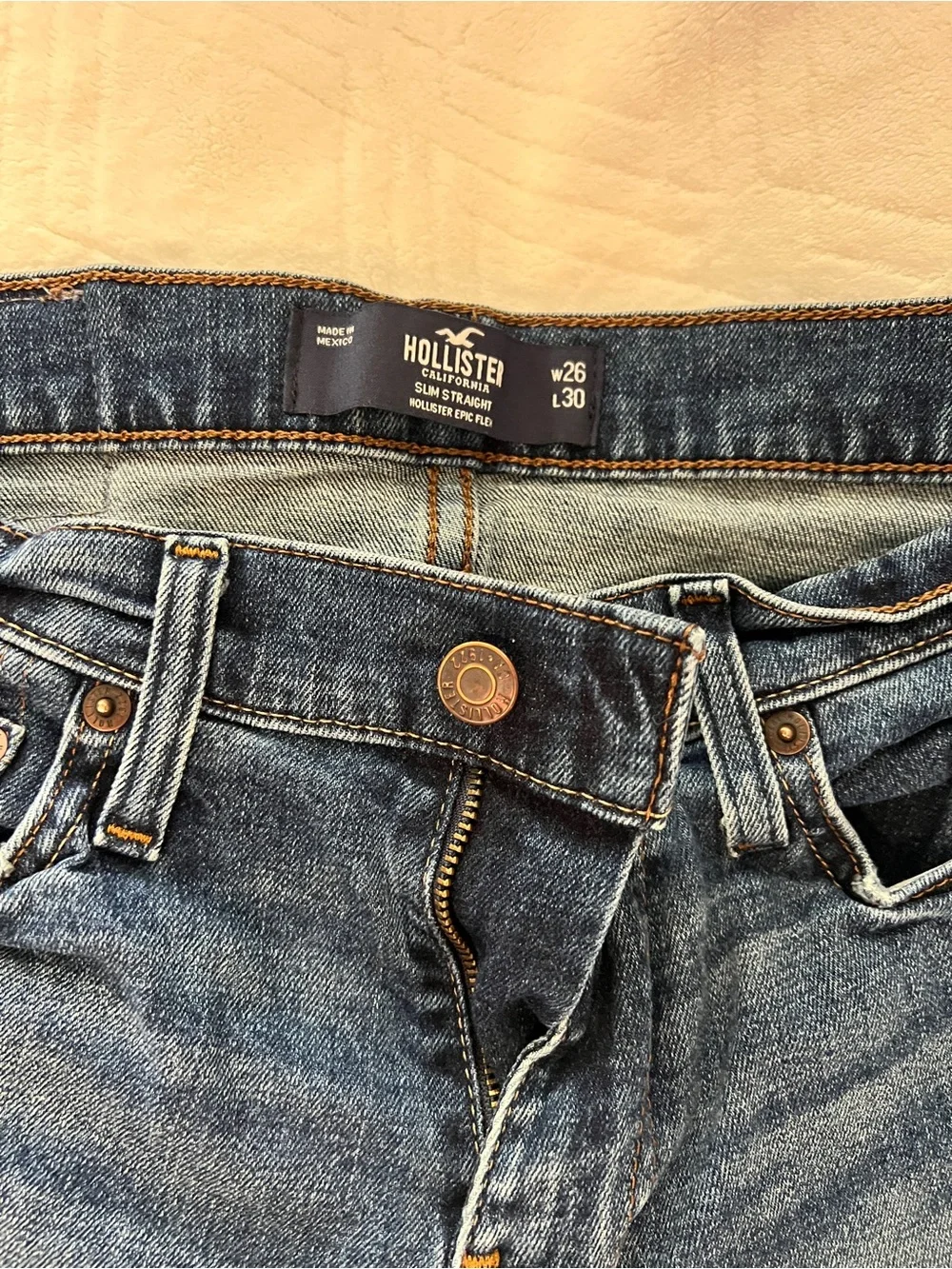 Hollister Men's Slim Straight Blue Denim Jeans